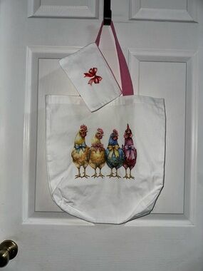 NEW Handcrafted Rooster Tote Bag With Matcbing Small Pouch